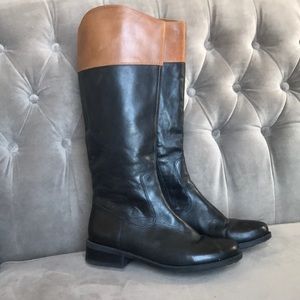 Me Too two tone riding boots with zipper